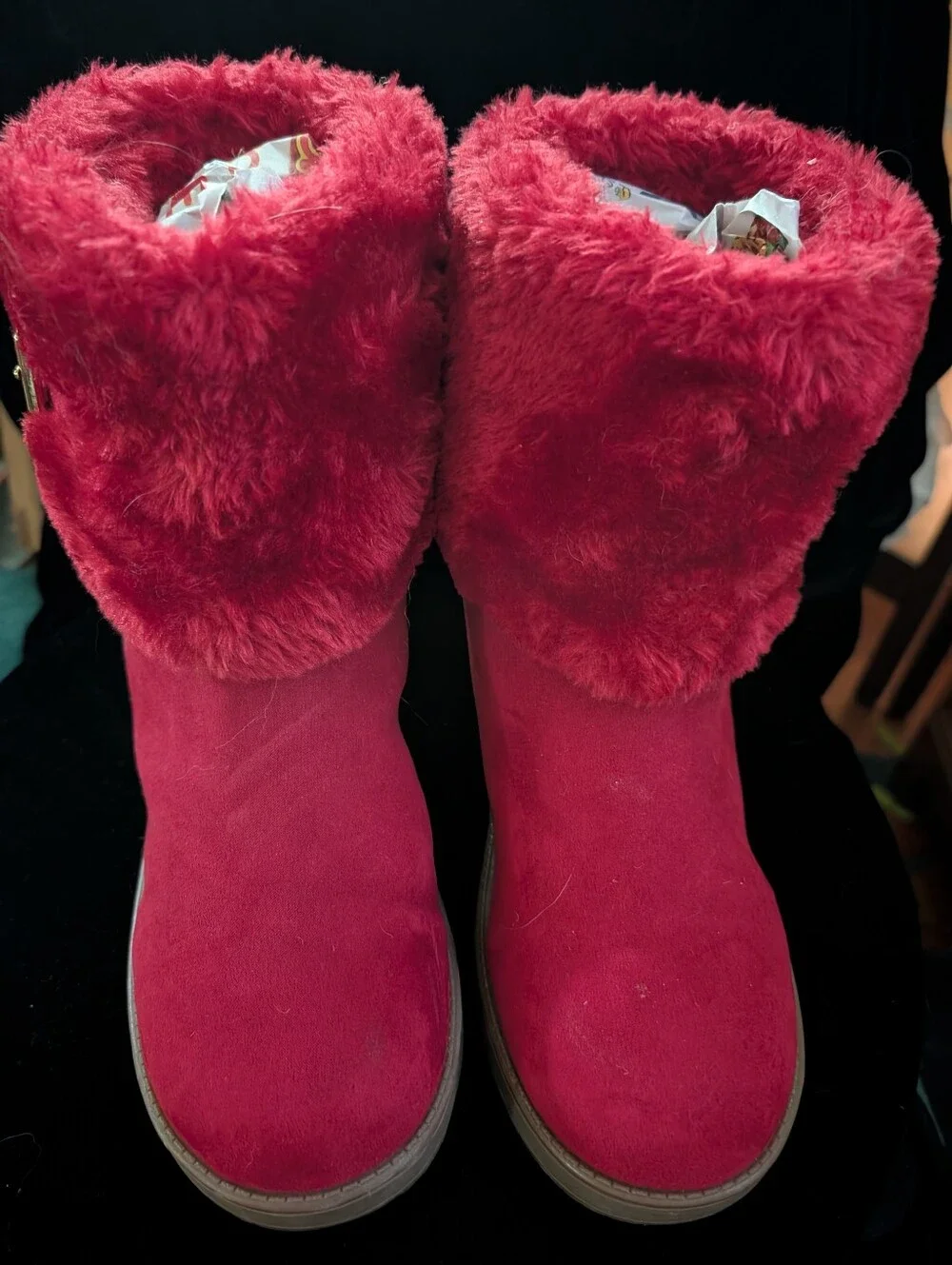 Guess Red Faux-Fur Foldover Winter Boots